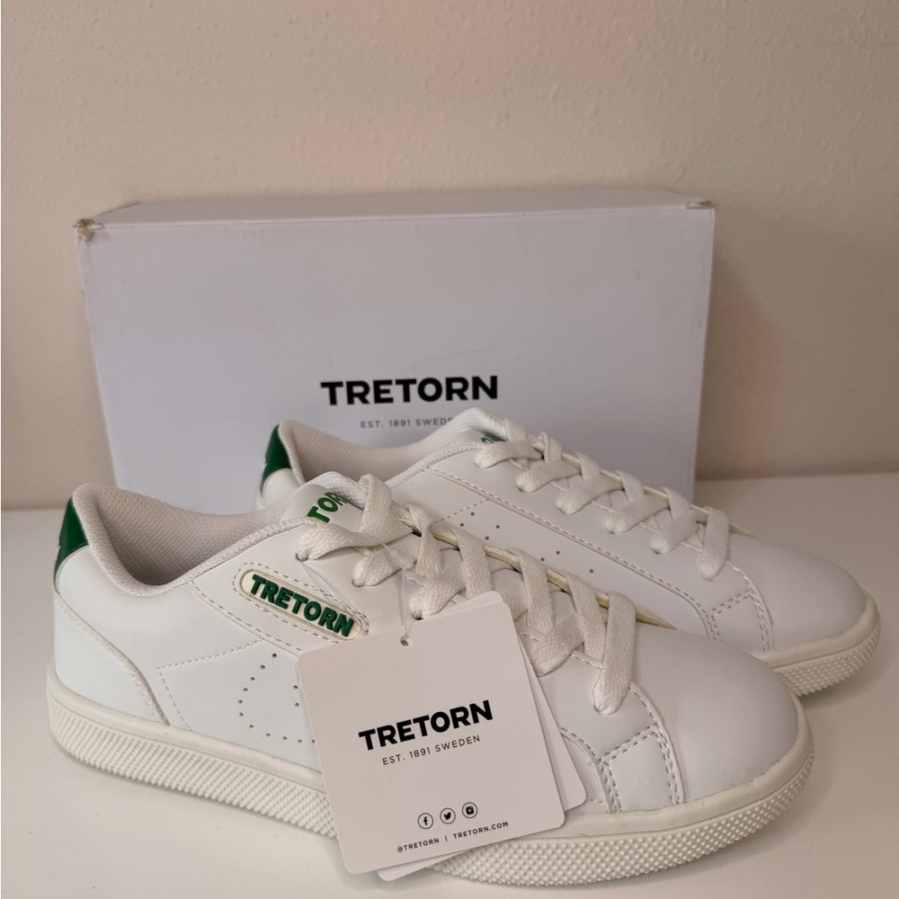 Tretorn EcoOrtholite White Sneakers with Green Detail